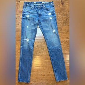 AG Premiere Skinny Straight Jeans Distressed Medium Wash 28